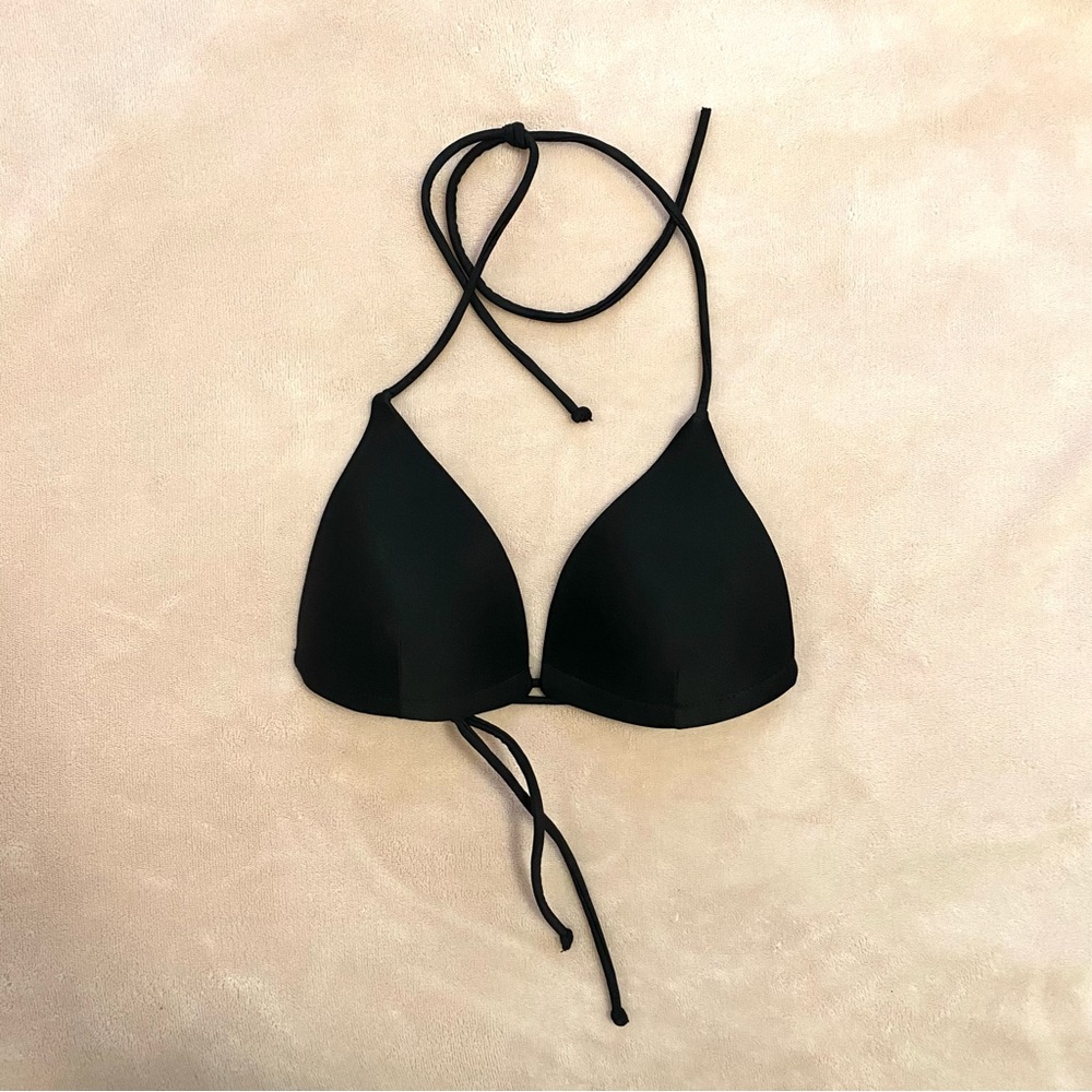 Missguided Black Moulded Cups String Bikini Top